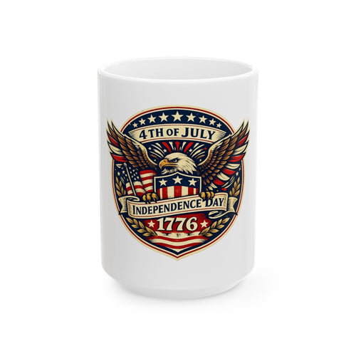 4th of July Eagle Ceramic Mug — 'Independence Day 1776' Patriotic Coffee Cup (11oz/15oz)