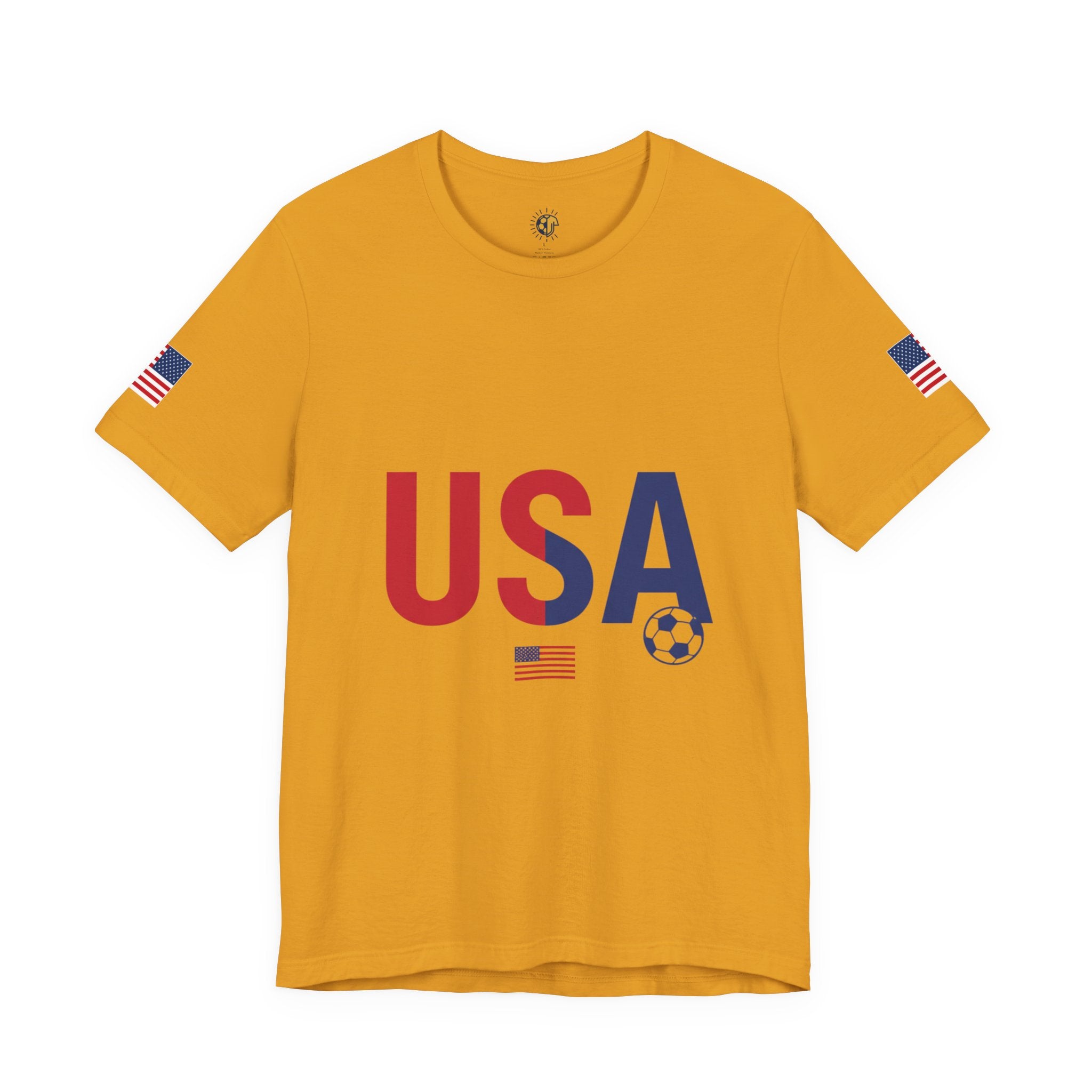 USA Soccer Tee — Patriotic Soccer Ball & Flag Shirt