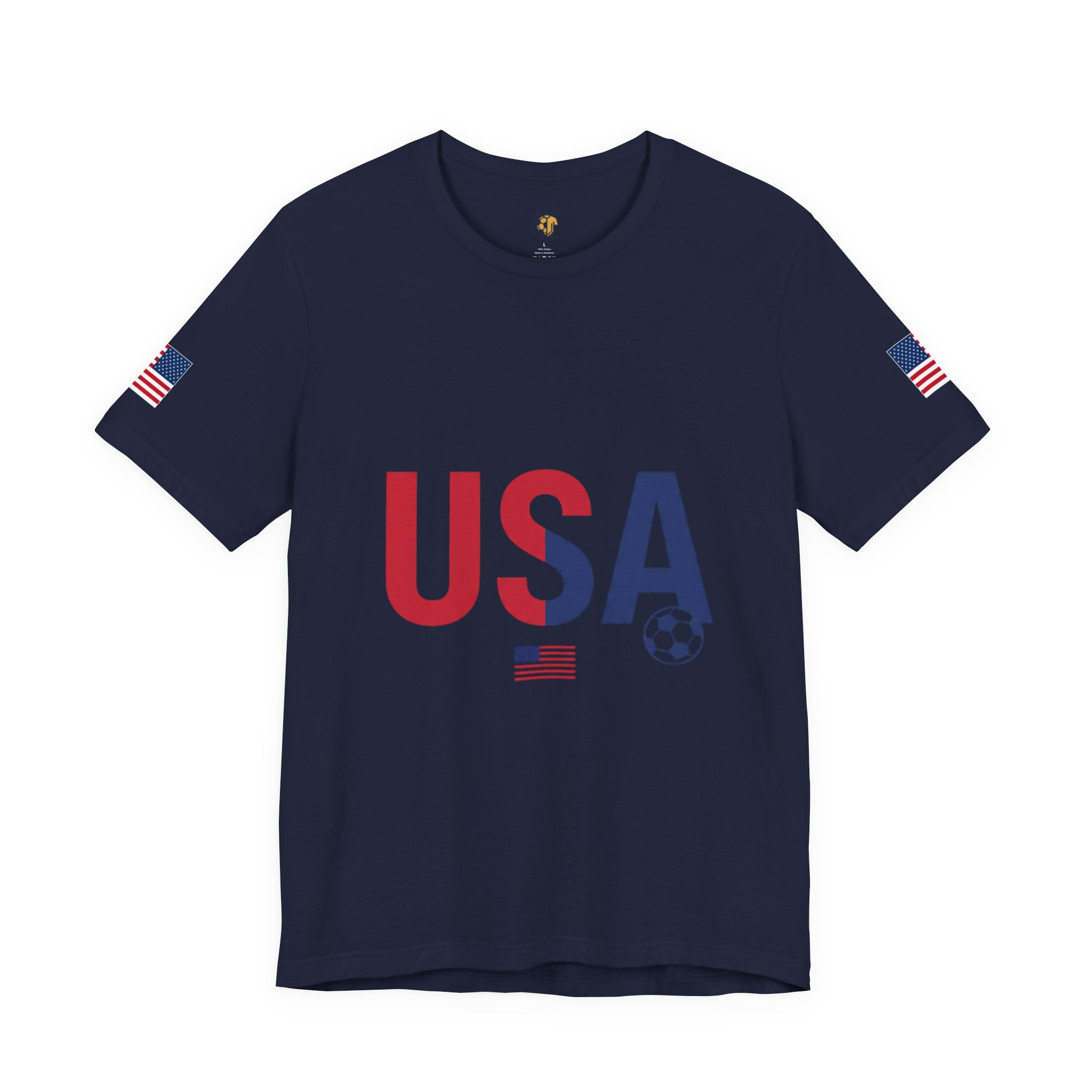 USA Soccer Tee — Patriotic Soccer Ball & Flag Shirt