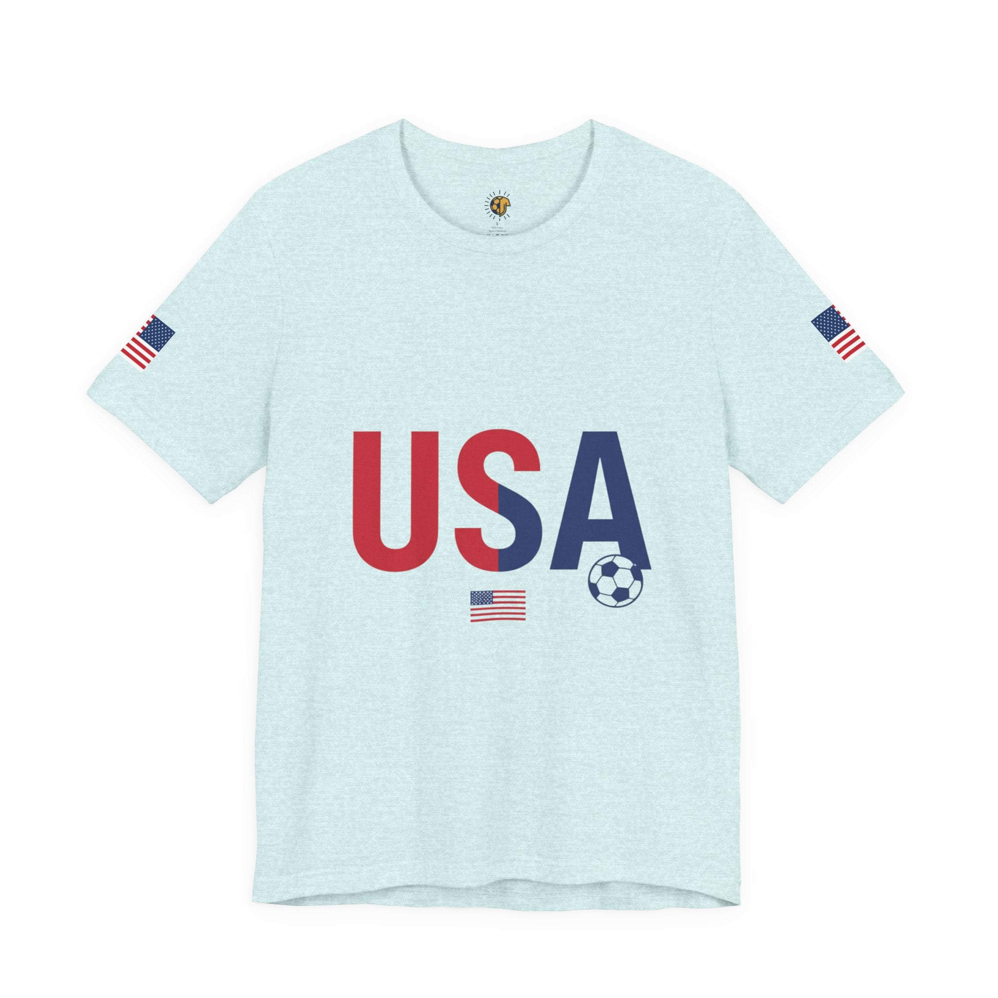 USA Soccer Tee — Patriotic Soccer Ball & Flag Shirt