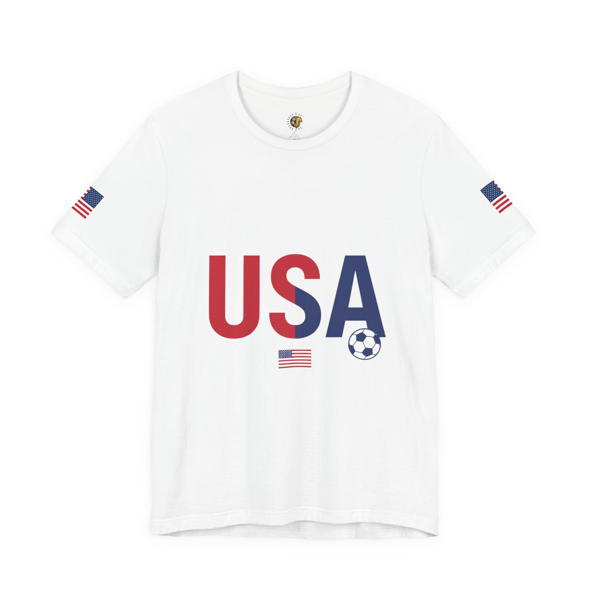 USA Soccer Tee — Patriotic Soccer Ball & Flag Shirt