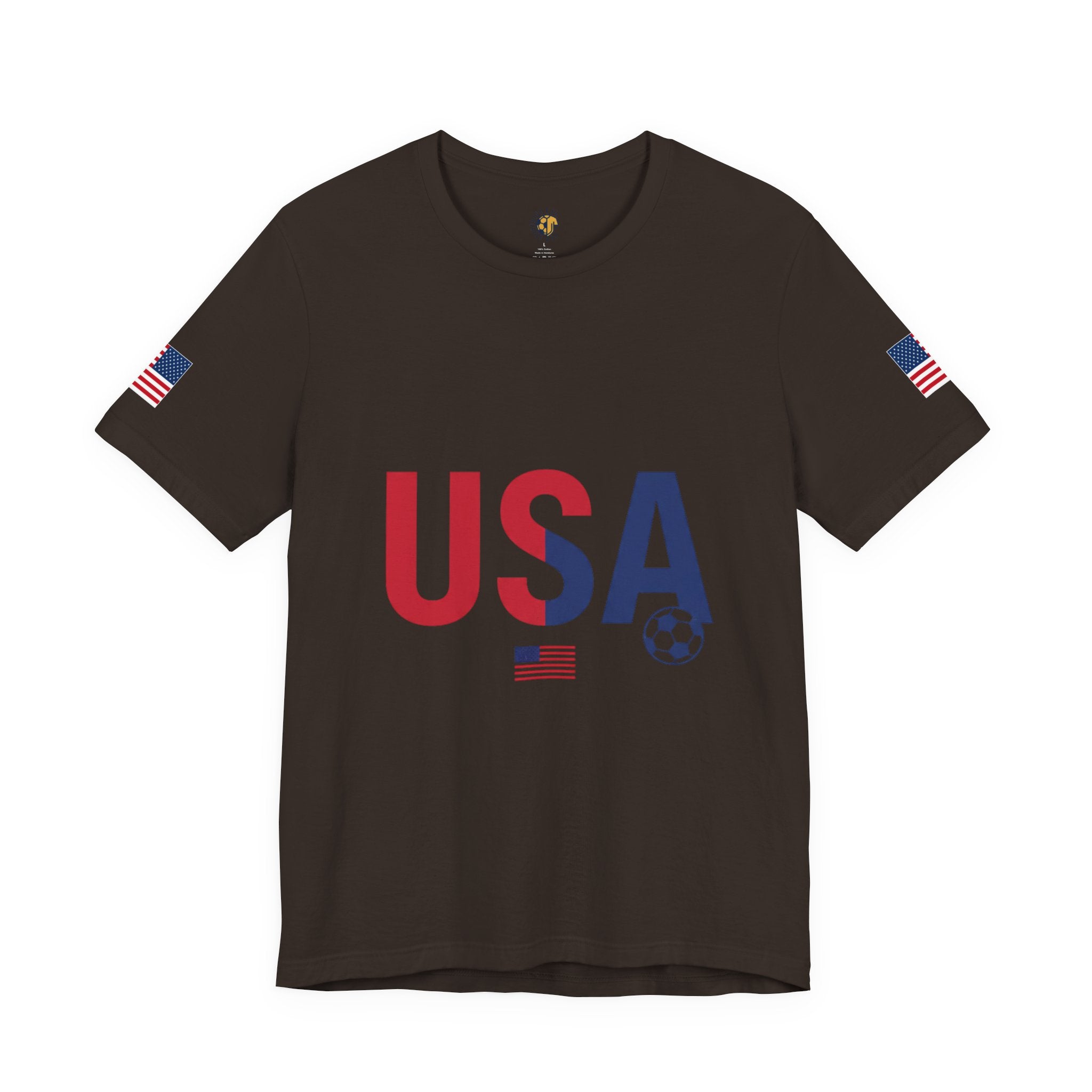 USA Soccer Tee — Patriotic Soccer Ball & Flag Shirt