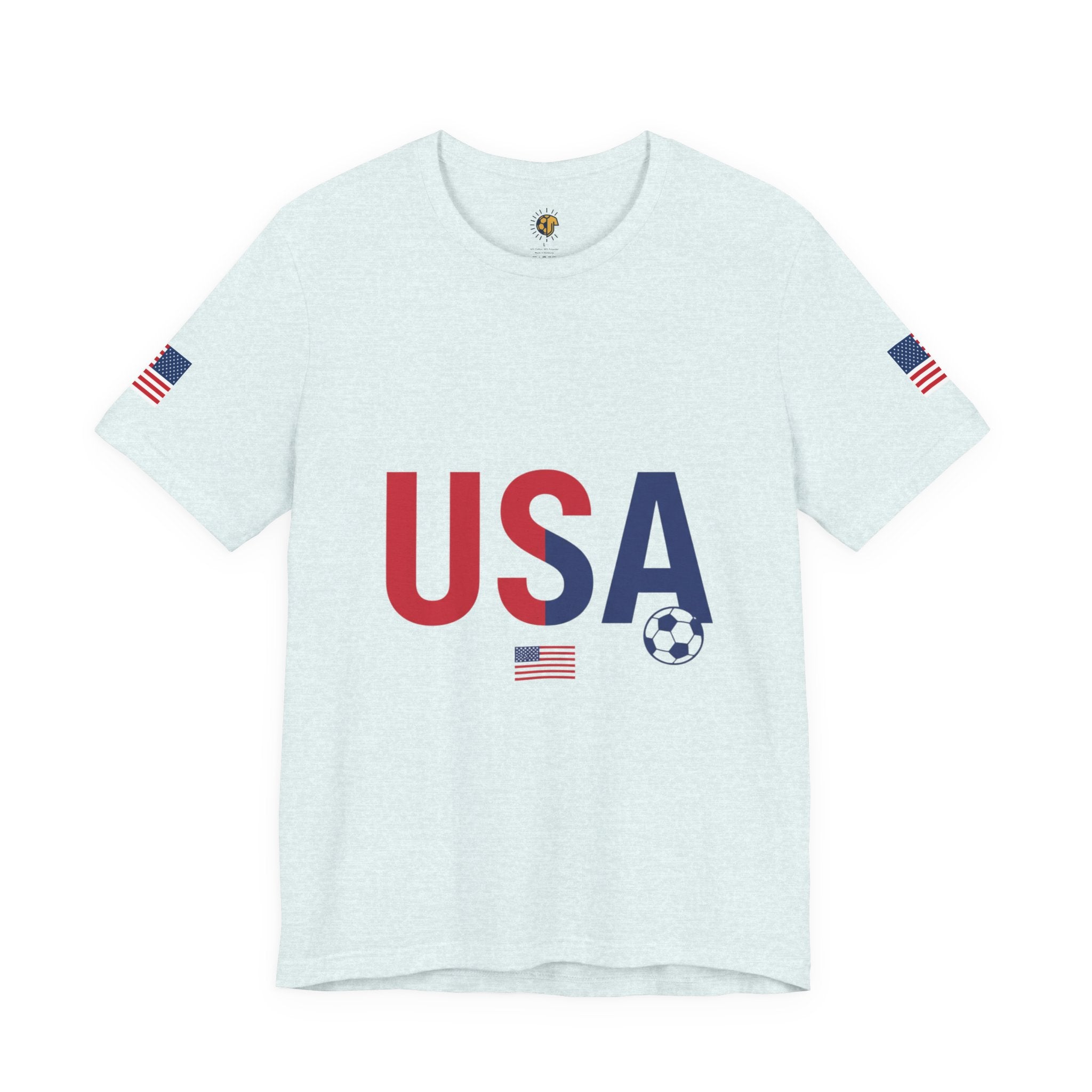 USA Soccer Tee — Patriotic Soccer Ball & Flag Shirt