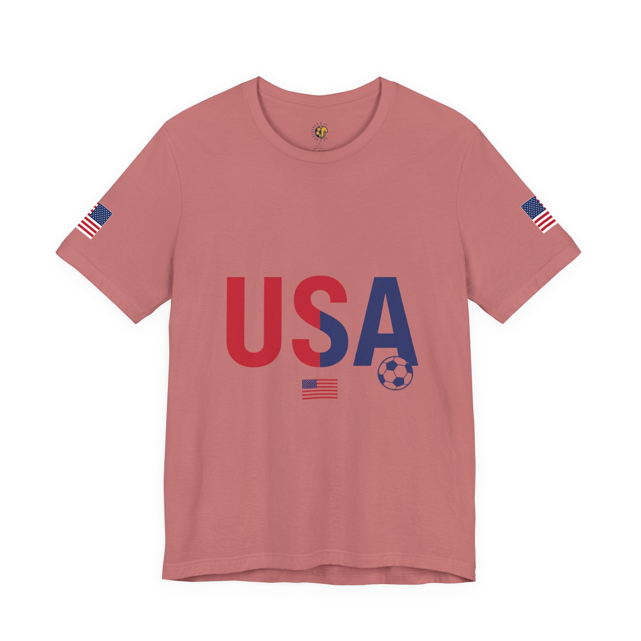 USA Soccer Tee — Patriotic Soccer Ball & Flag Shirt