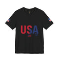 USA Soccer Tee — Patriotic Soccer Ball & Flag Shirt