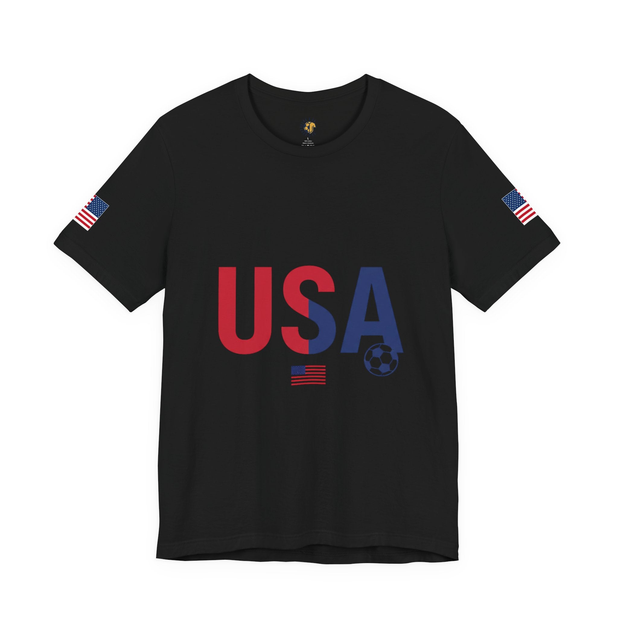 USA Soccer Tee — Patriotic Soccer Ball & Flag Shirt