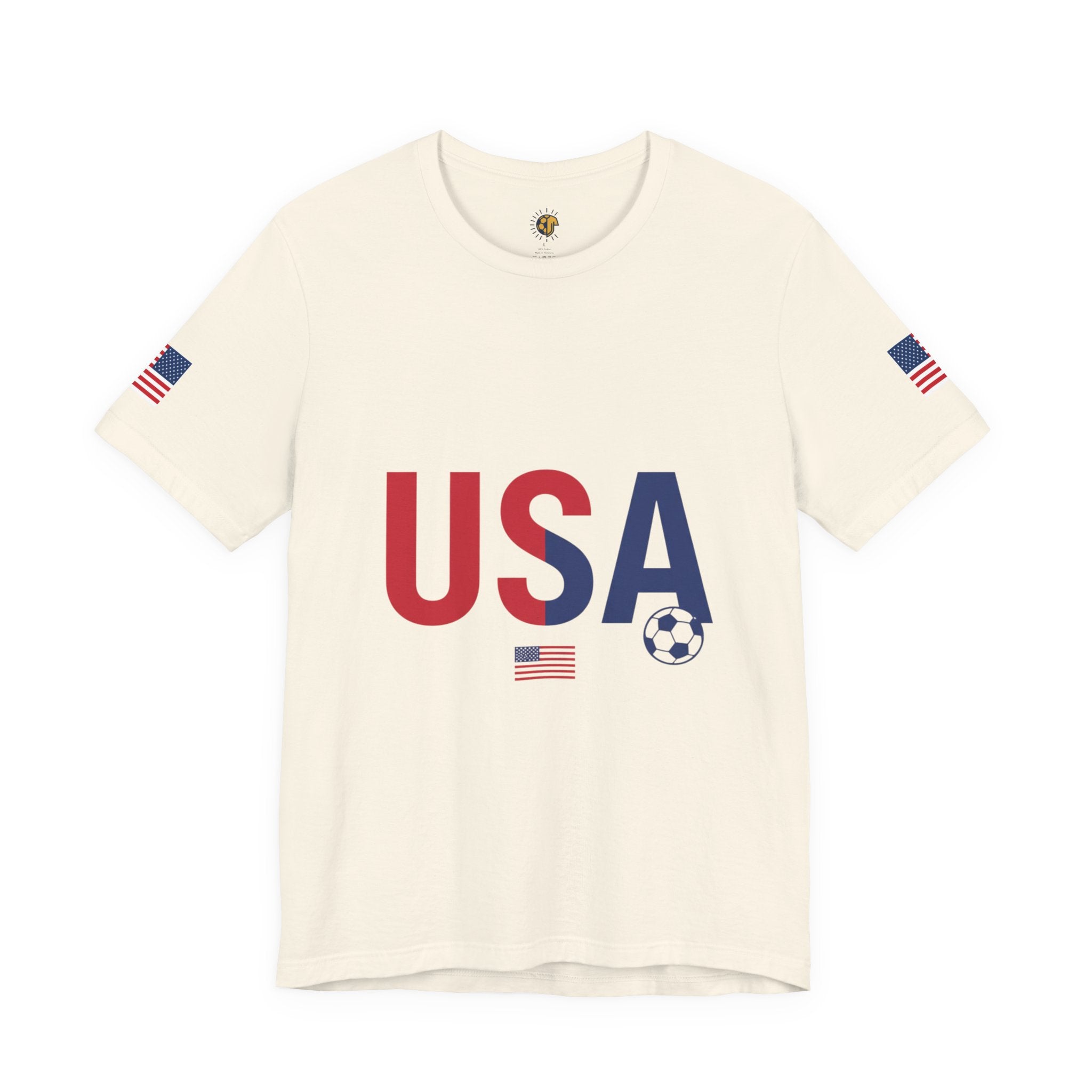 USA Soccer Tee — Patriotic Soccer Ball & Flag Shirt