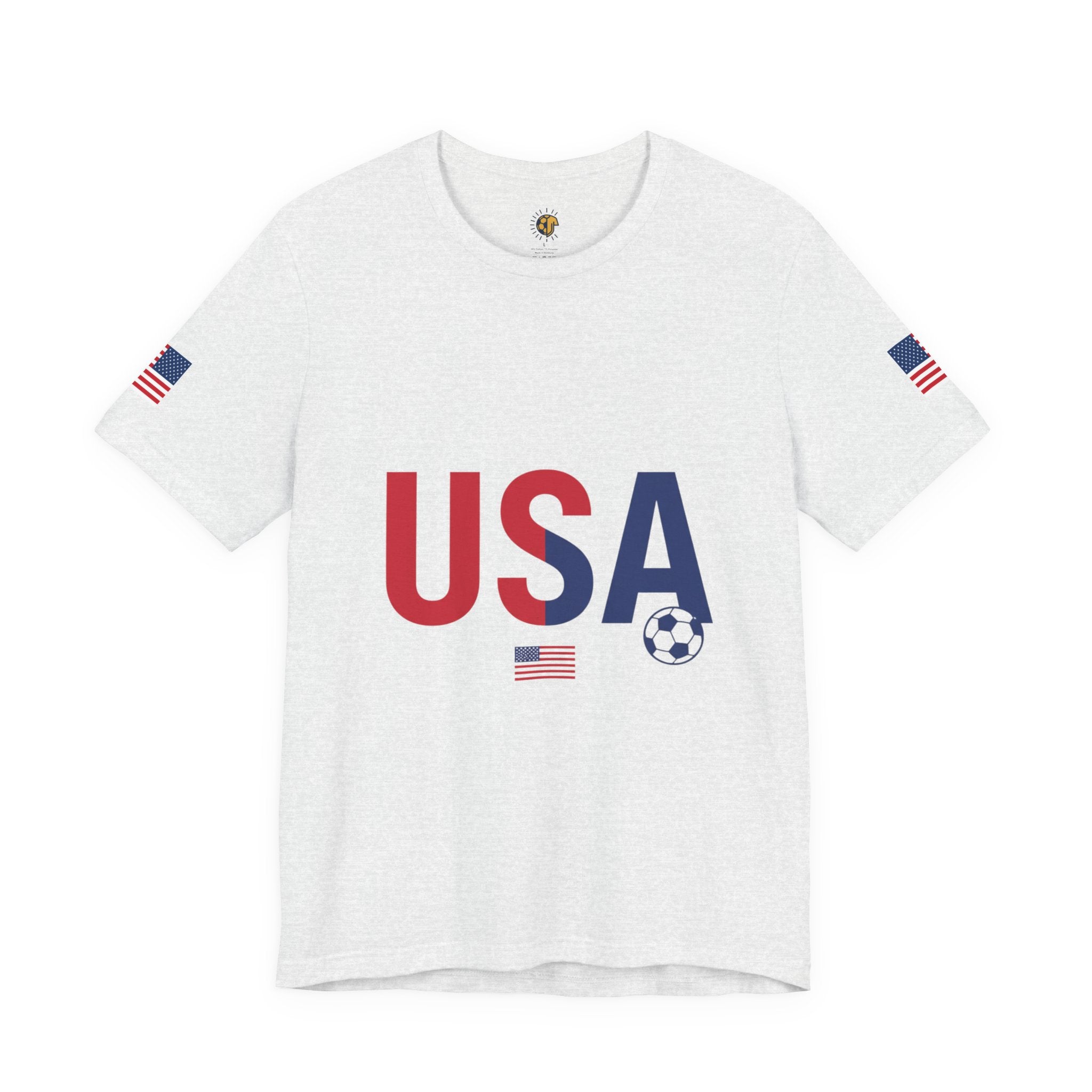 USA Soccer Tee — Patriotic Soccer Ball & Flag Shirt