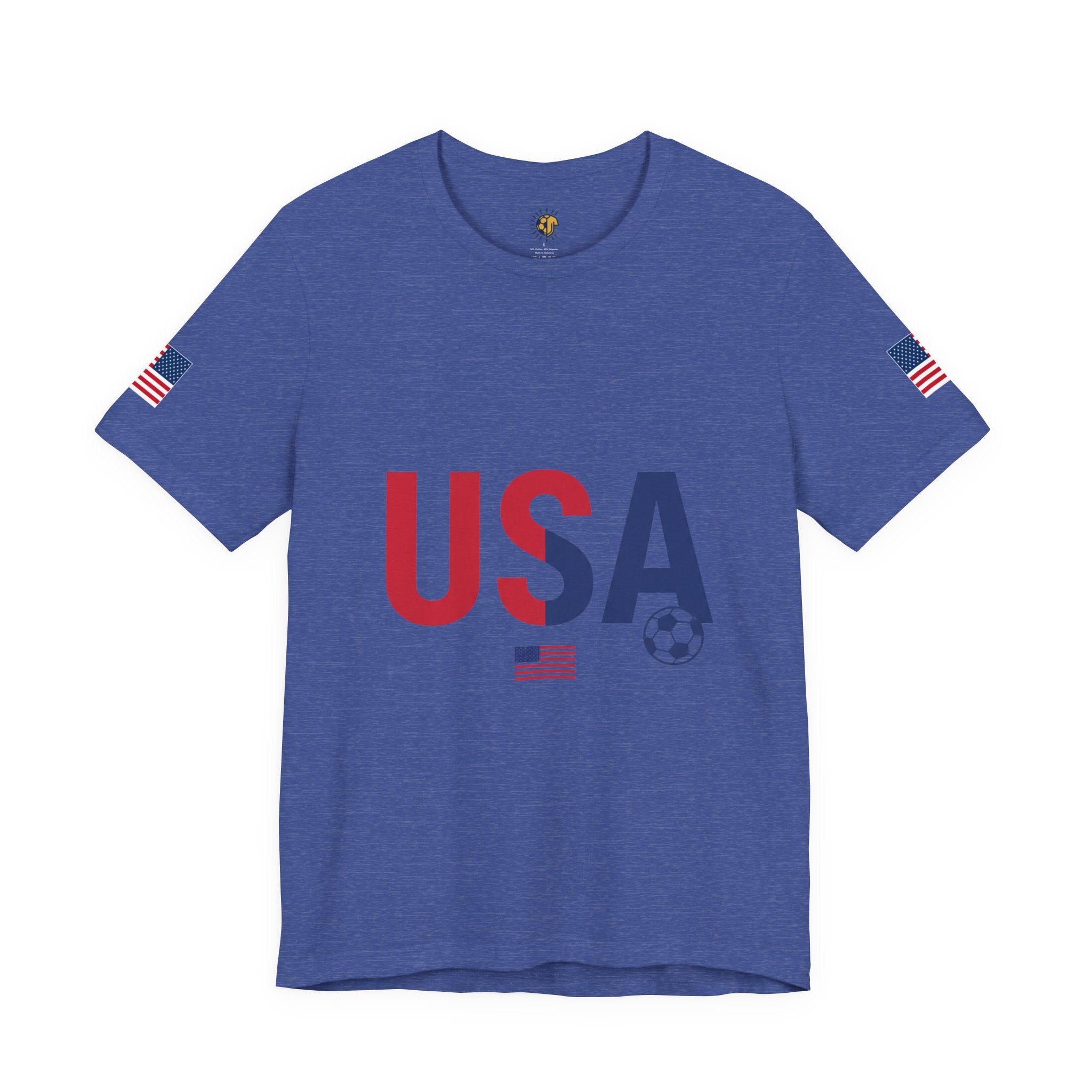USA Soccer Tee — Patriotic Soccer Ball & Flag Shirt