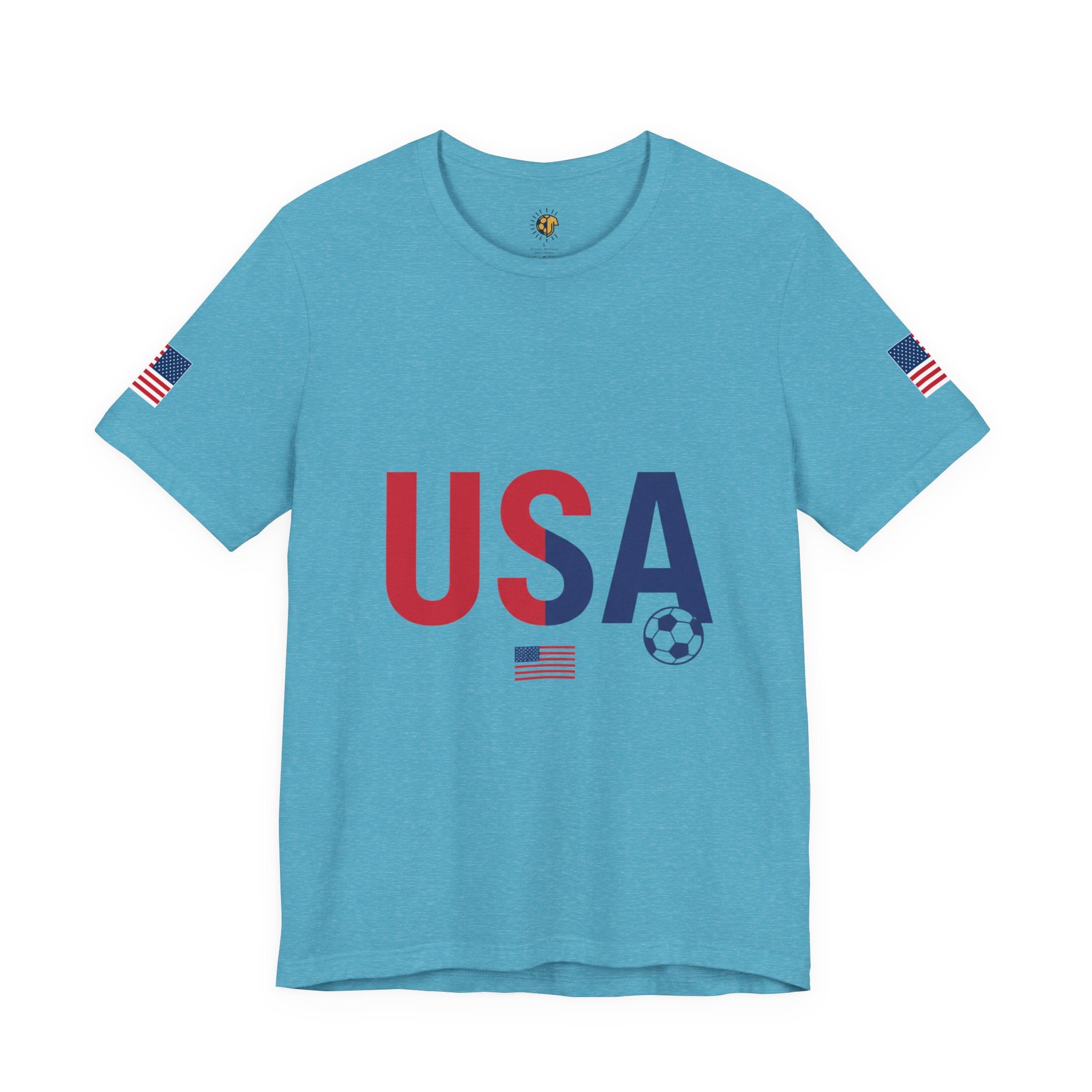 USA Soccer Tee — Patriotic Soccer Ball & Flag Shirt